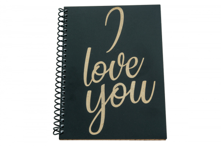 Agende A5 - Agenda personalizata din lemn cu I love you, A5