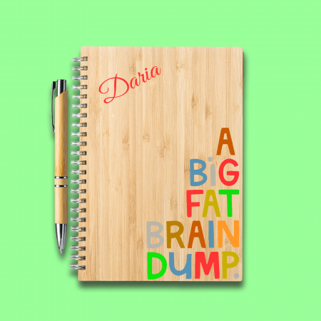 Agende personalizate - Agenda personalizata din lemn cu Nume A big fat brain dump