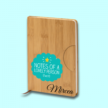 Agenda personalizata din lemn cu Nume Notes of a lovely person