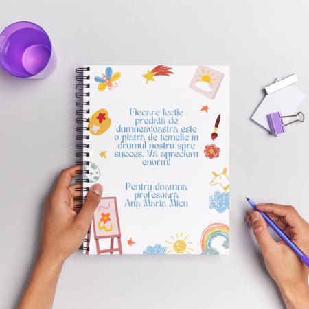 Agende A5 - Agenda personalizata din lemn pentru profesoara