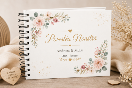 Guestbook & Albume Personalizate - Album Foto Personalizat din Lemn Povestea Noastra