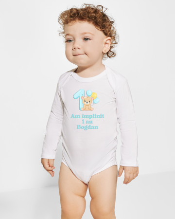 Body pentru bebelusi - Body bebelusi personalizat Am implinit 1 an nume