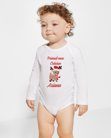 Body pentru bebelusi - Body bebelusi personalizat Primul meu Craciun ren 3 si nume