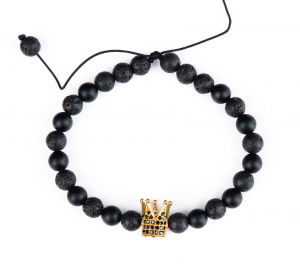 Bratari - Bratara cu accesorii Cubic Zirconia, onix si lava, negru, reglabila