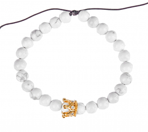 Bratari - Bratara cu accesorii Cubic Zirconia, Howlit, alb, reglabil