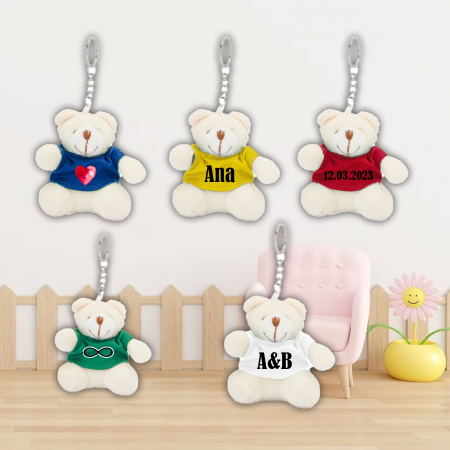 Plusuri personalizate - Breloc personalizat din ursulet cu mesaj 7x6 cm