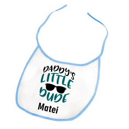 Body pentru bebelusi - Bavetica personalizata Daddy's little dude cu nume,28x27 cm