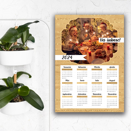 Calendare personalizate - Calendar personalizat tip poster cu poza si mesaj Gold