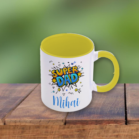 Cani albe si colorate - Cana personalizata Super dad