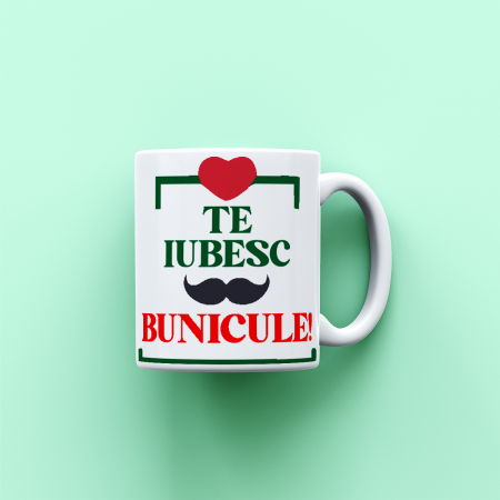 Cani albe si colorate - Cana personalizata Te iubesc bunicule