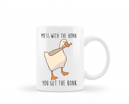 Cani albe si colorate - Cana personalizata Mess with the honk