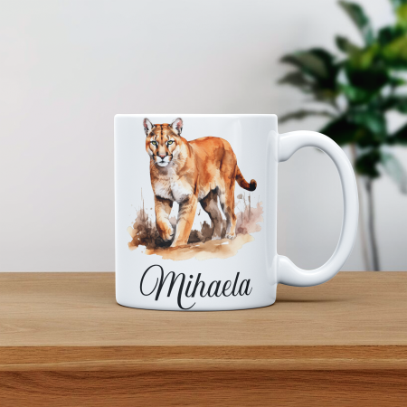 Cani albe si colorate - Cana personalizata cu poza si nume Puma