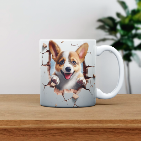 Cani emailate - Cana personalizata cu poza si nume Caine Corgi