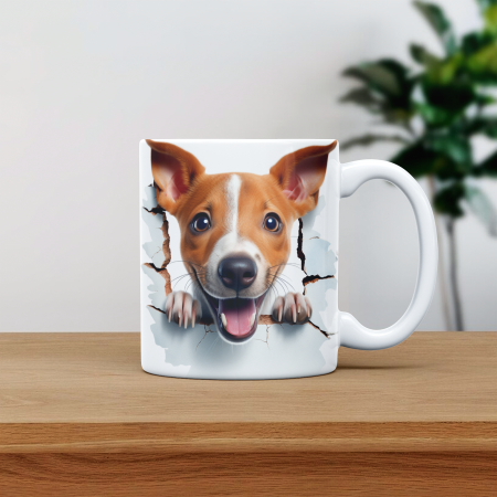 Cani emailate - Cana personalizata cu poza si nume Caine Basenjis