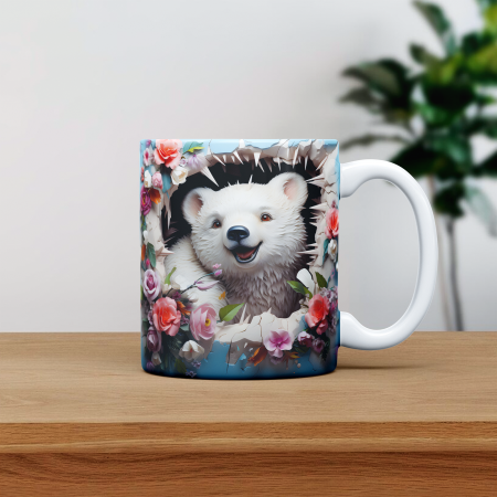 Cani emailate - Cana personalizata cu poza si nume Urs polar