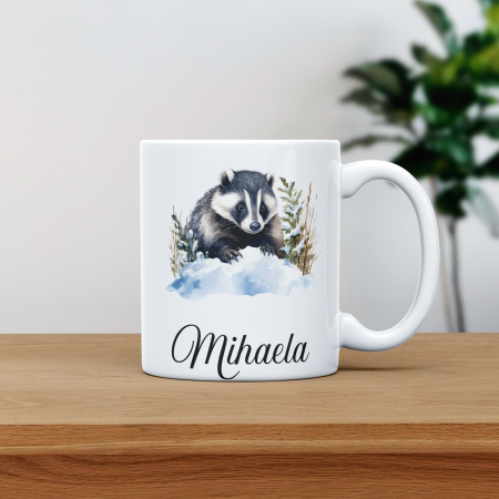 Cani albe si colorate - Cana personalizata cu poza si nume Raton
