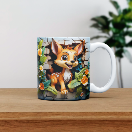 Cani pentru copii - Cana personalizata cu poza si nume Caprioara