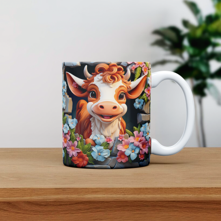 Cani pentru copii - Cana personalizata cu poza si nume Vaca