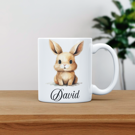 Cani albe si colorate - Cana personalizata cu poza si nume Iepure urecheat