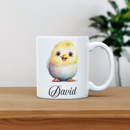 Cani albe si colorate - Cana personalizata cu poza si nume Pui