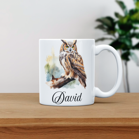 Cana personalizata cu poza si nume Bufnita