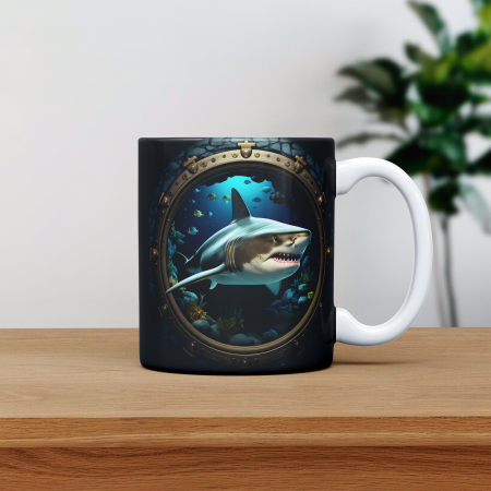 Cani personalizate - Cana personalizata cu poza Rechin 3D