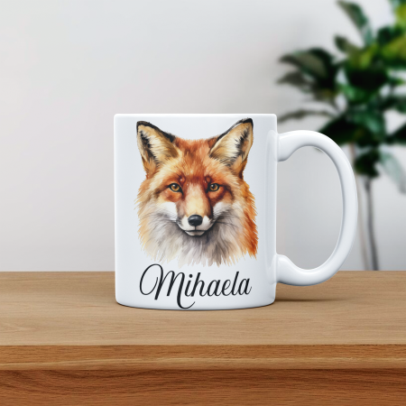 Cana personalizata cu poza si nume Vulpe portret