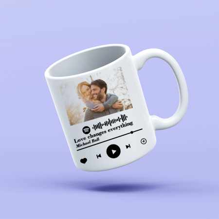 Cani albe si colorate - Cana personalizata cu poza si melodie Spotify