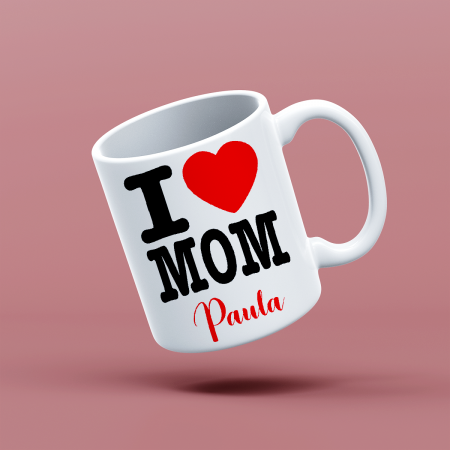 Cani emailate - Cana personalizata cu mesaj I love mom