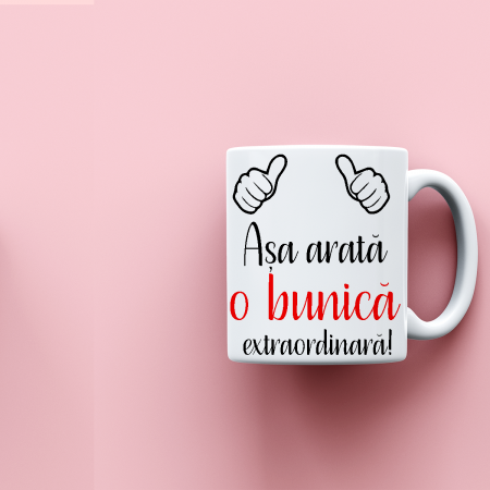 Cani albe si colorate - Cana personalizata cu mesaj Asa arata o bunica extraordinara