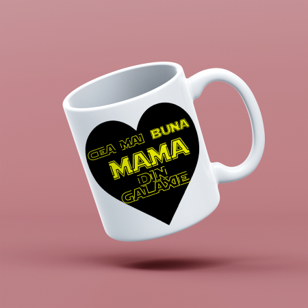 Cani emailate - Cana personalizata cu mesaj Cea mai buna mama din galaxie