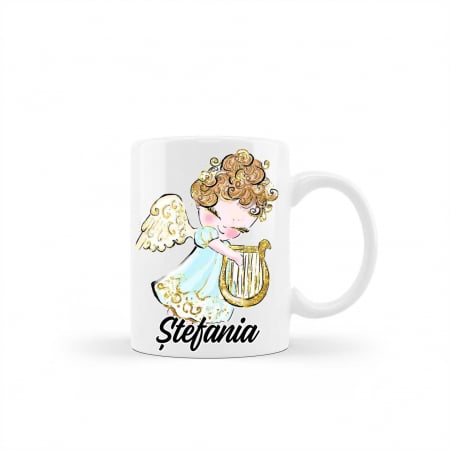 Cani albe si colorate - Cana personalizata cu nume model ingeras