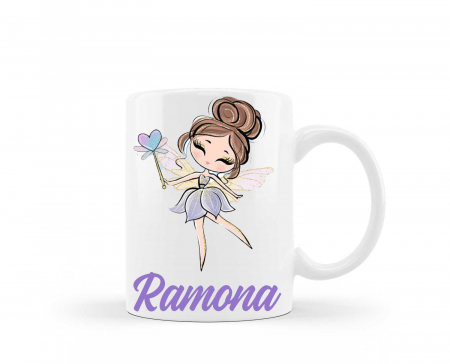 Cani albe si colorate - Cana personalizata cu nume model zana