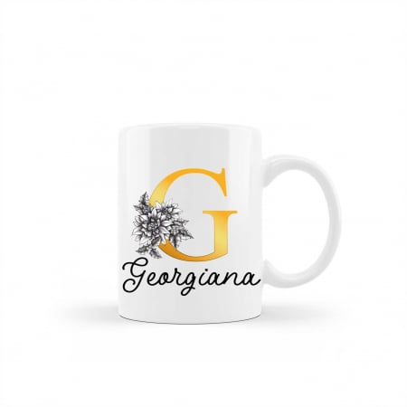 Cani personalizate - Cana personalizata cu nume model aurie cu flori