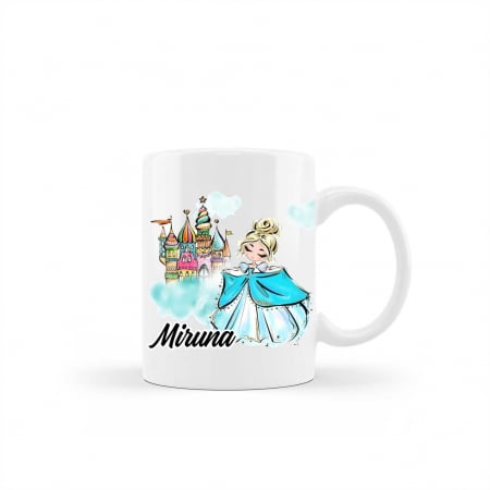 Cani albe si colorate - Cana personalizata cu nume model Cinderella