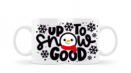 Cani albe si colorate - Cana personalizata de Craciun Up to snow good