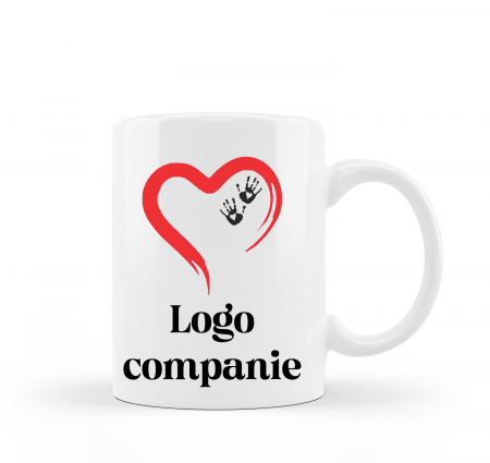 Cani albe si colorate - Cana personalizata cu logo companie