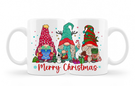 Cana personalizata Merry Christmas gnomes