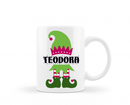 Cana personalizata cu nume de Craciun spiridus