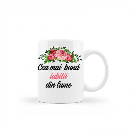 Cani albe si colorate - Cana personalizata pentru cea mai buna iubita