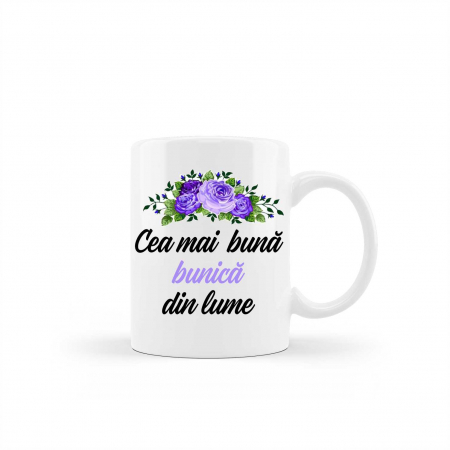 Cani albe si colorate - Cana personalizata pentru cea mai buna bunica