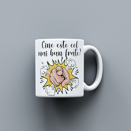 Cani albe si colorate - Cana personalizata Cine este cel mai bun frate