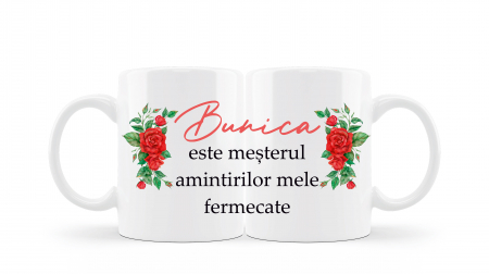Cani albe si colorate - Cana personalizata pentru bunica