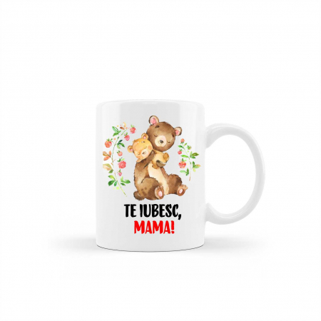 Cani albe si colorate - Cana personalizata pentru mama ursulet