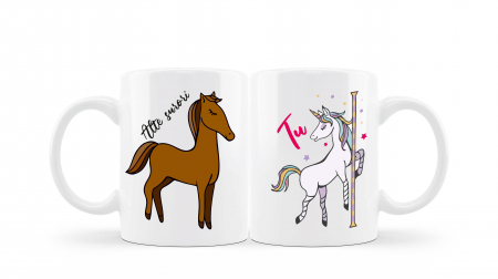 Cani albe si colorate - Cana personalizata pentru sora