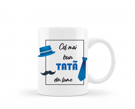Cani albe si colorate - Cana personalizata pentru tata