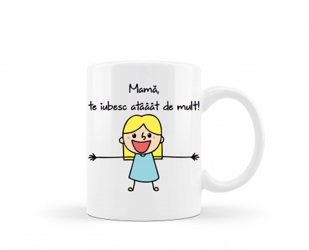 Cani albe si colorate - Cana personalizata pentru mama
