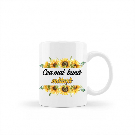 Cani albe si colorate - Cana personalizata pentru cea mai buna matusa