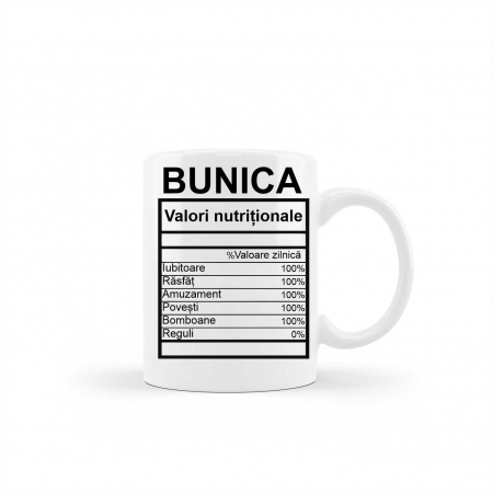 Cani albe si colorate - Cana personalizata Valori nutritionale Bunica
