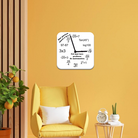 Ceasuri personalizate - Ceas personalizat din sticla cu mesaj Matematica 20cm